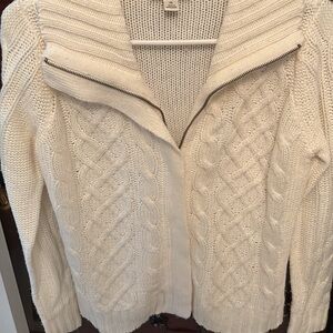 St. John's Bay Off-White Cable Knit Turtleneck Sweater